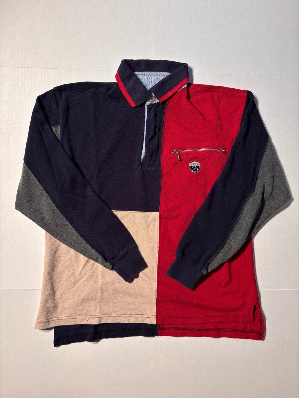 Vtg Ziza American Classic 90’s Color Block Long Sleeve Rugby Polo Sz M